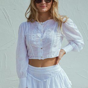Button Up Eyelet Blouse